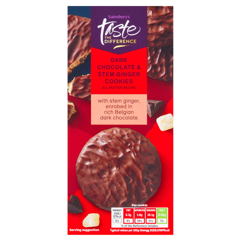 Sainsbury's dark chocolate and ginger cookies 200g (British brand)