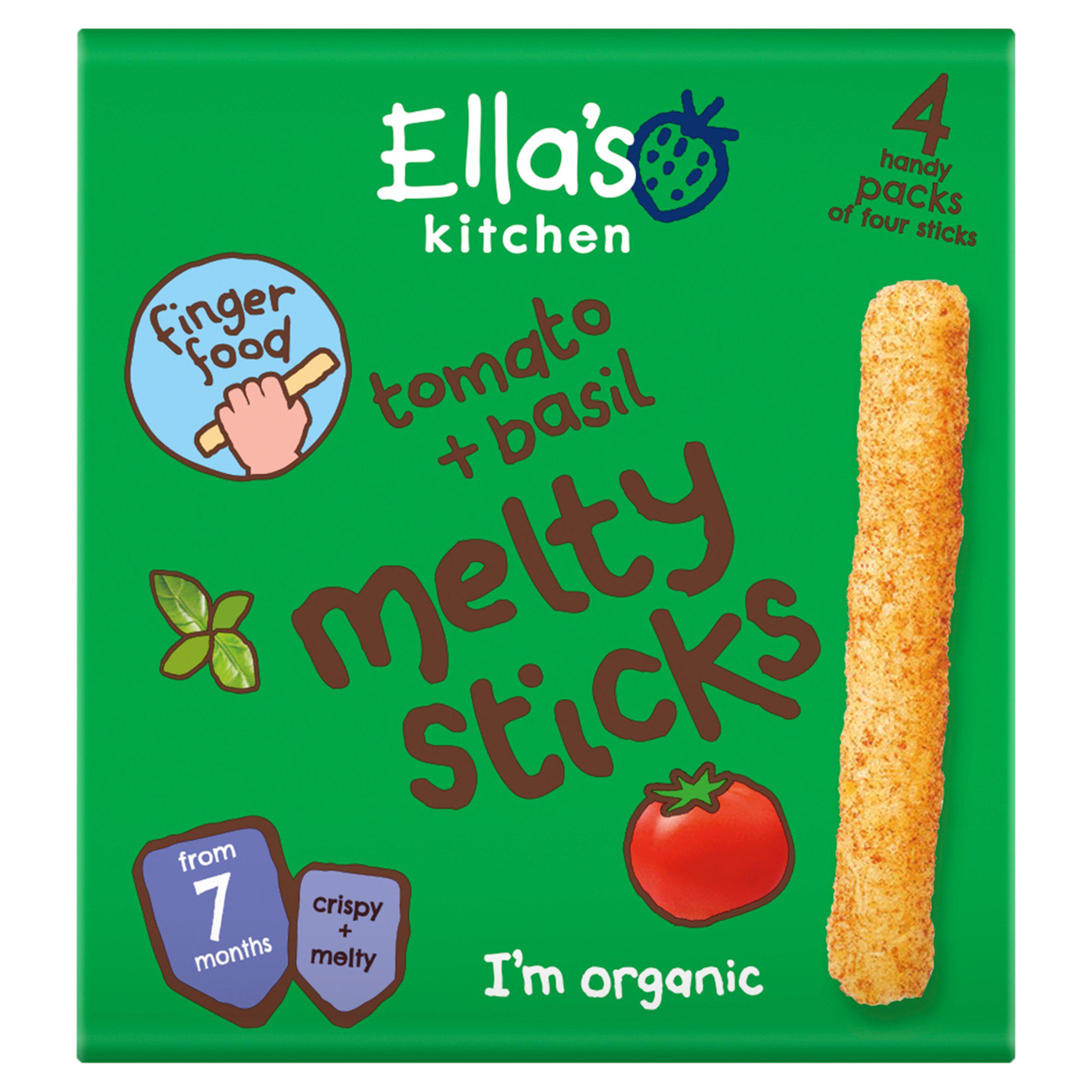 Ella's Kitchen baby snack tomato & basil melty sticks 4 x 6g (British brand)