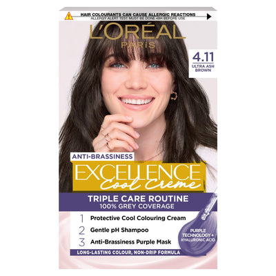 Sainsburys L'Oreal Paris Excellence Cool Crème Permanent Hair Dye Ultra Ash Brown 4.11- Buy online at McGrocer