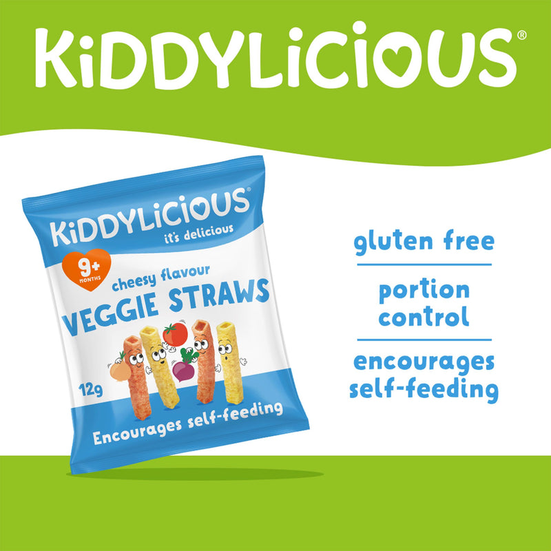 Kiddylicious Cheesy Veggie Straws baby snacks 4x12g (British brand)