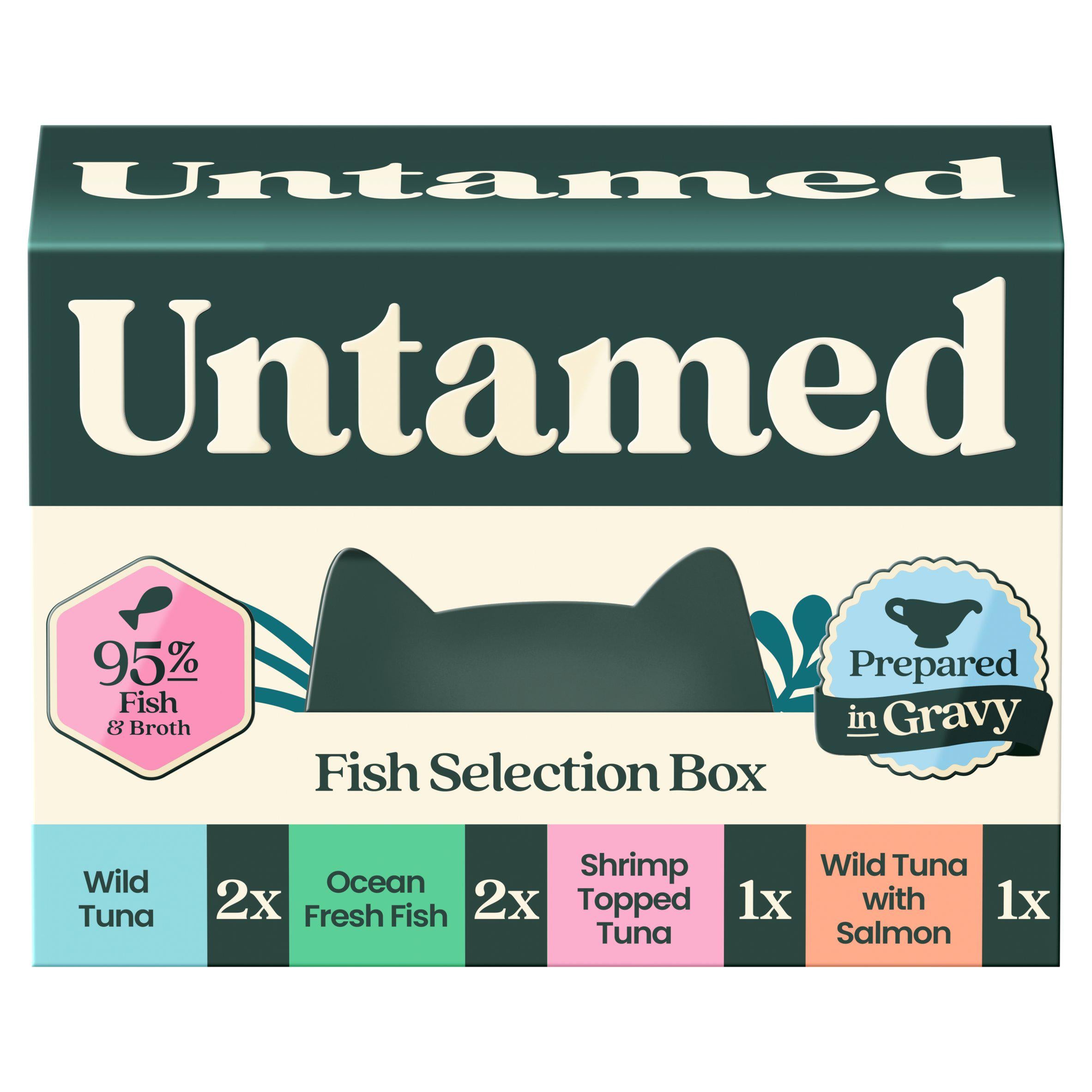 Untamed wet cat food fish selection box 6 x 75g, UK version