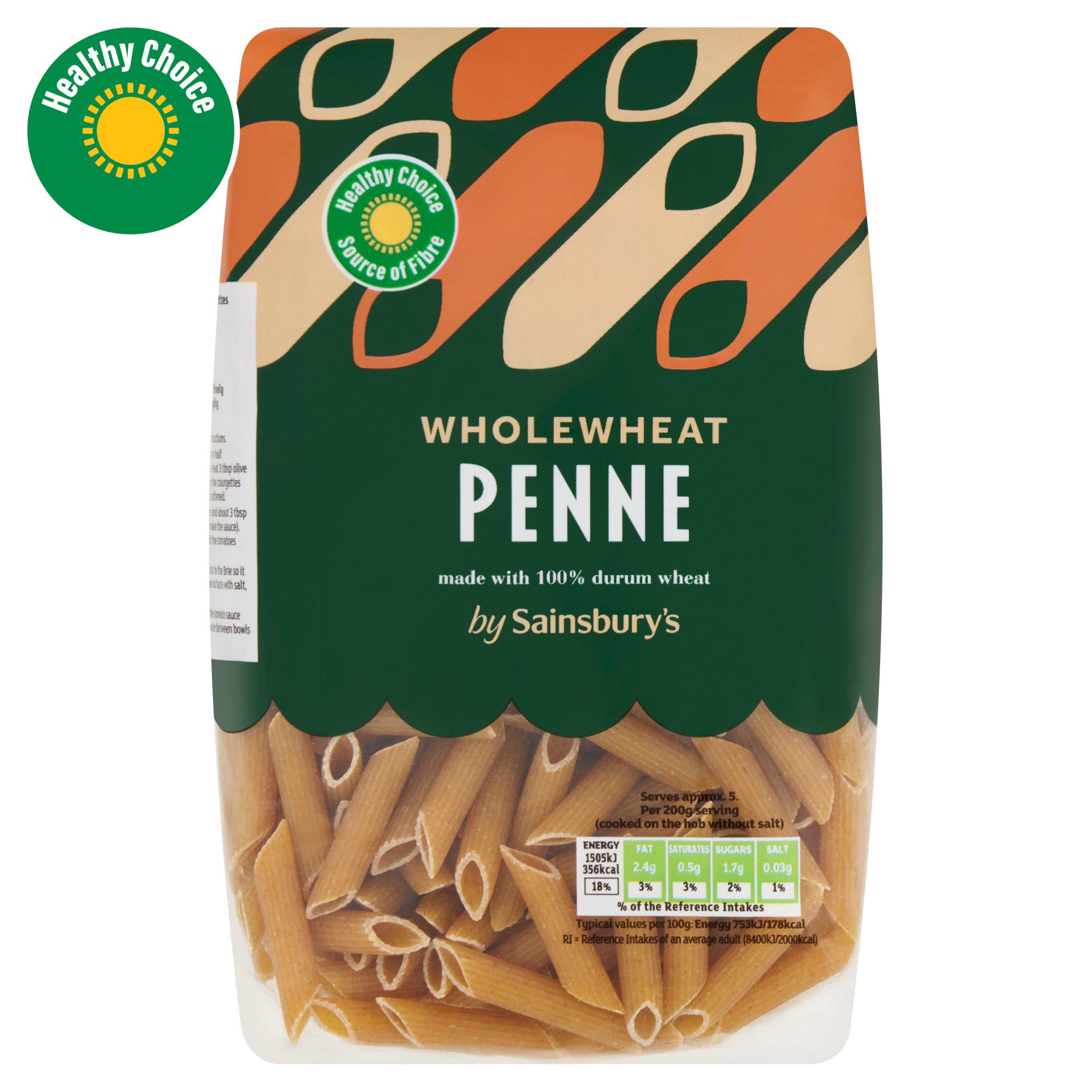 Sainsbury's wholewheat penne pasta 500g (British brand)