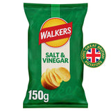 Walkers salt and vinegar potato crisps 150g sharing bag (British brand)