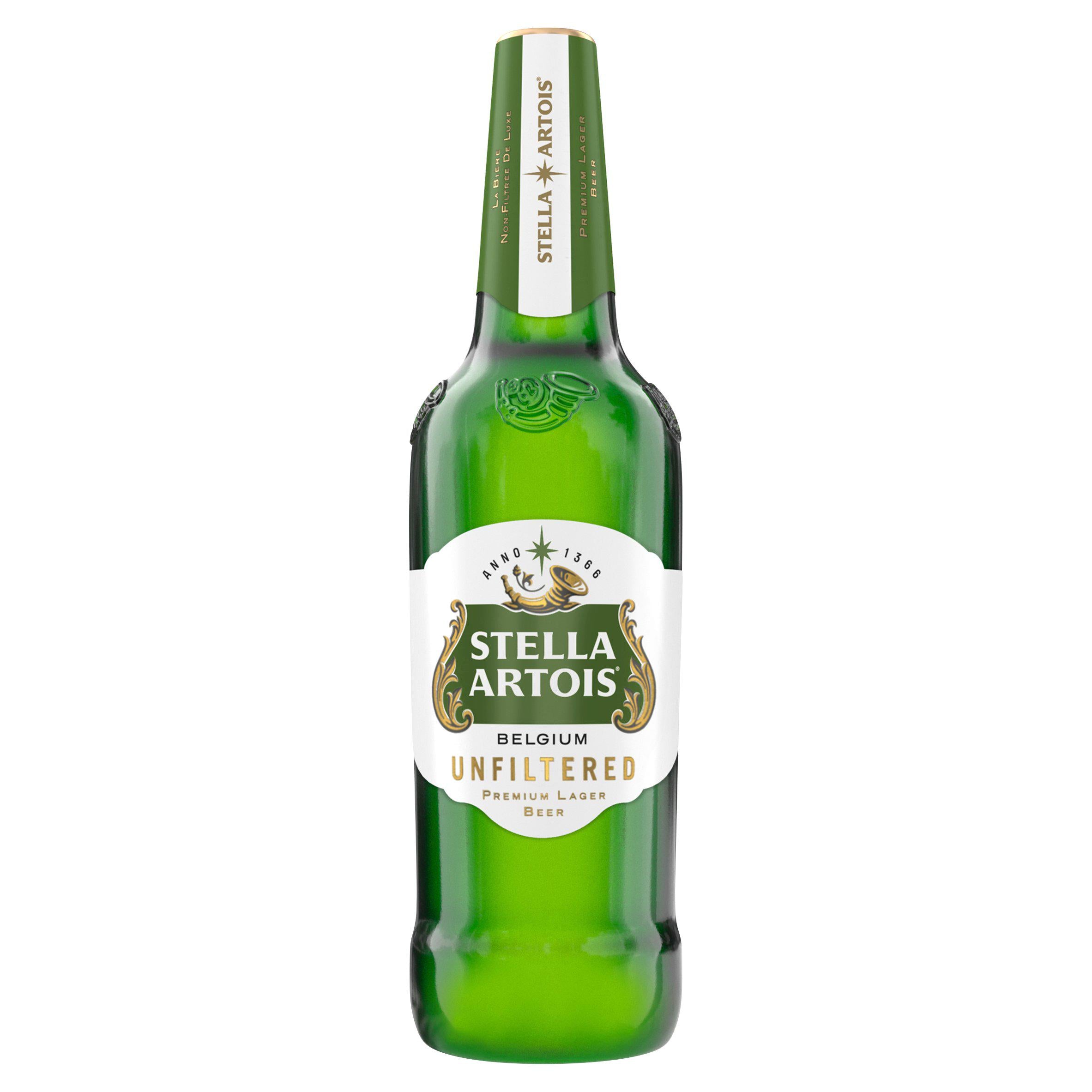 Stella Artois unfiltered lager beer 620ml, imported from the UK