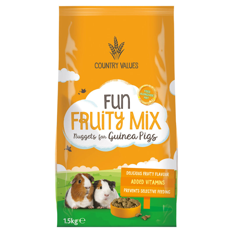 Country Values guinea pig food fun fruity nuggets 1.5kg (British brand)