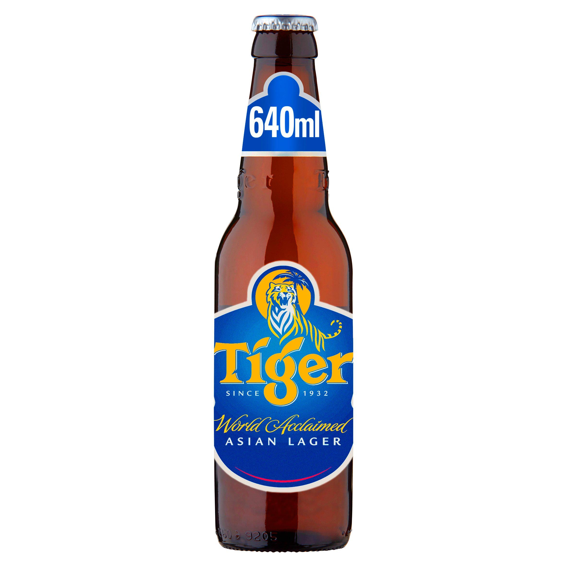 Tiger Beer 640ml lager beer glass bottle, UK version