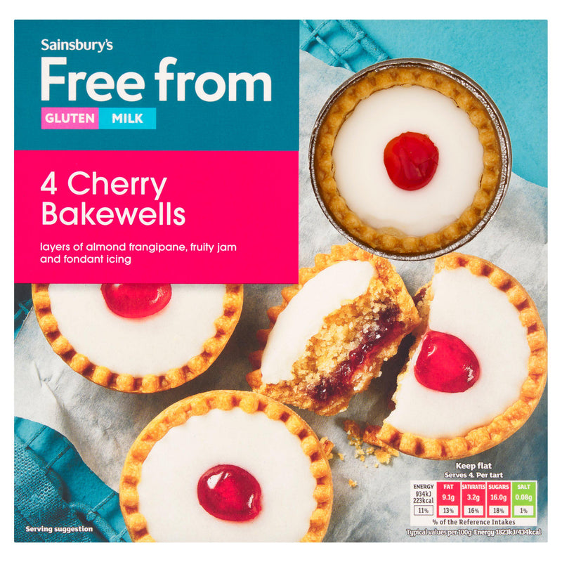 Sainsbury's gluten free Cherry Bakewell Tarts 205g, imported from the UK