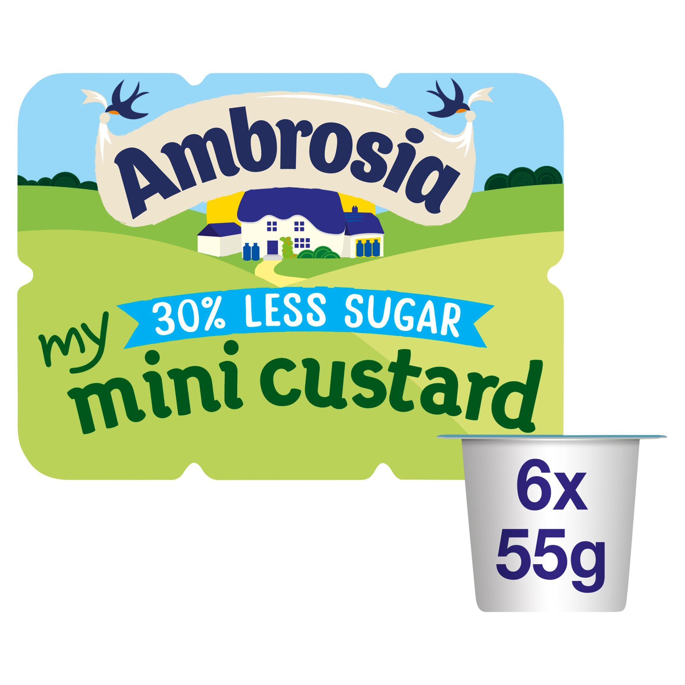 Ambrosia reduced sugar custard pots 6x55g, UK version
