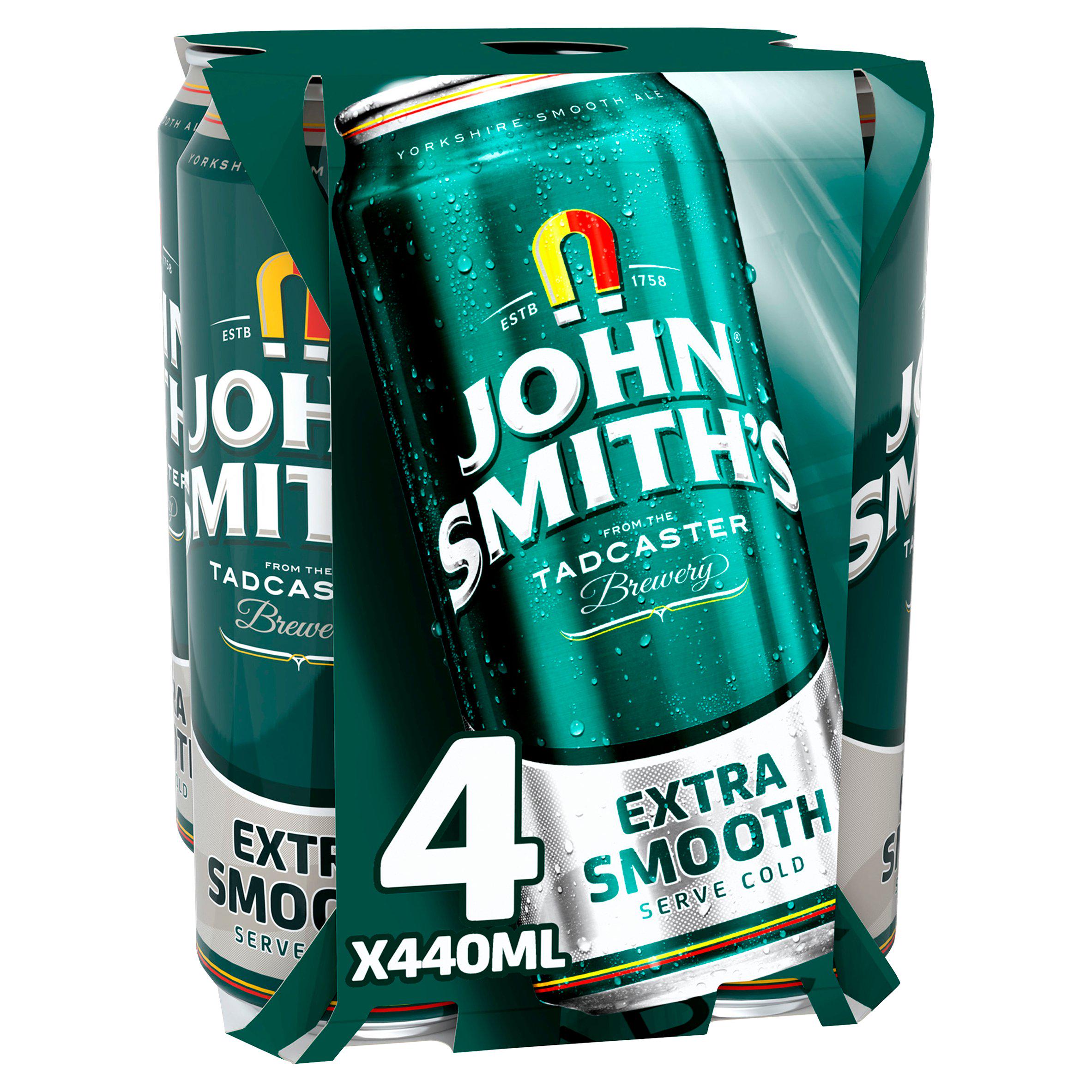 John Smith's Extra Smooth ale cans 4x440ml, imported from the UK