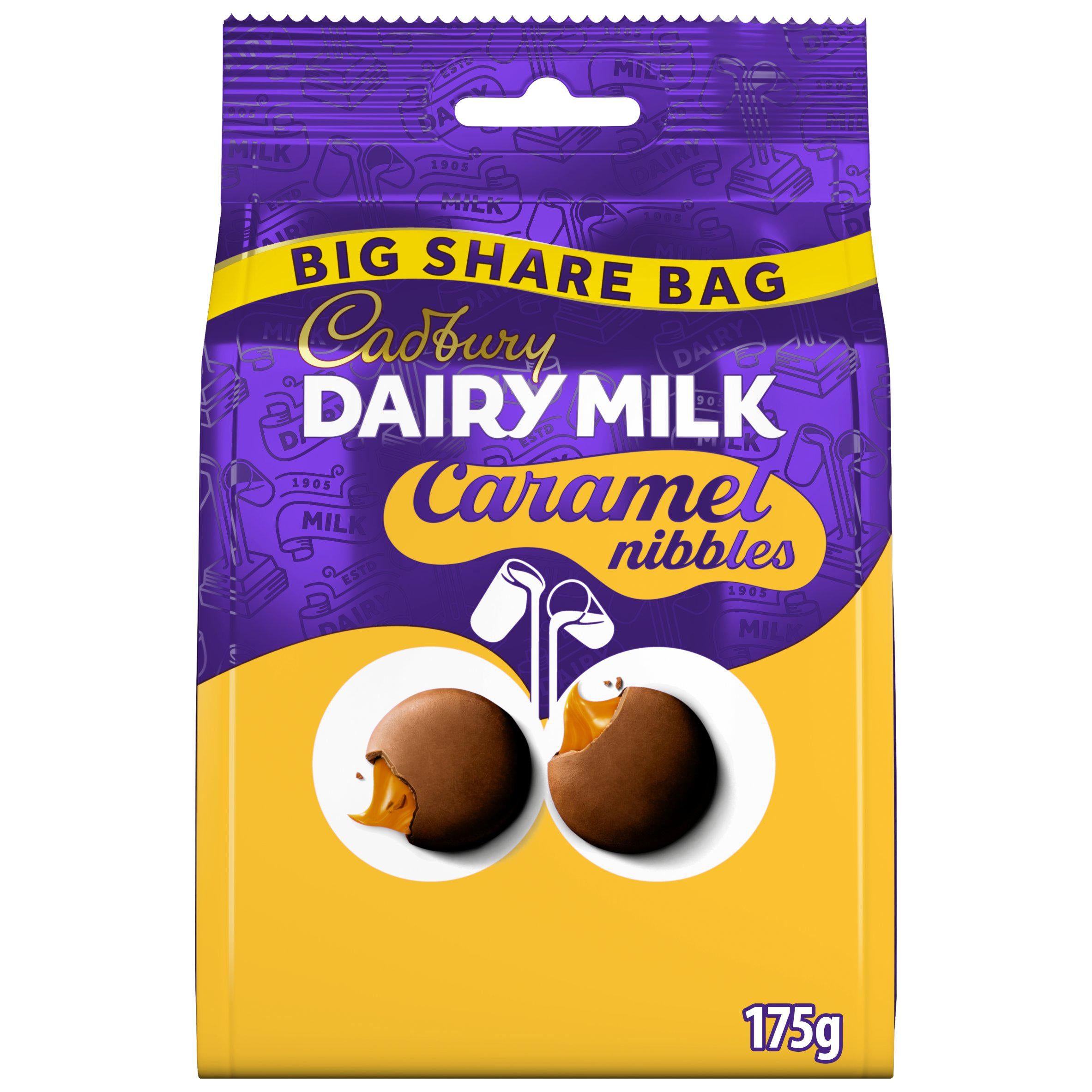 Cadbury chocolate caramel nibbles sharing bag 175g, UK version