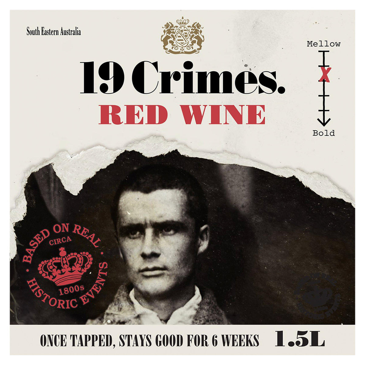 19 Crimes Australian red wine bag in box 1.5L, UK version