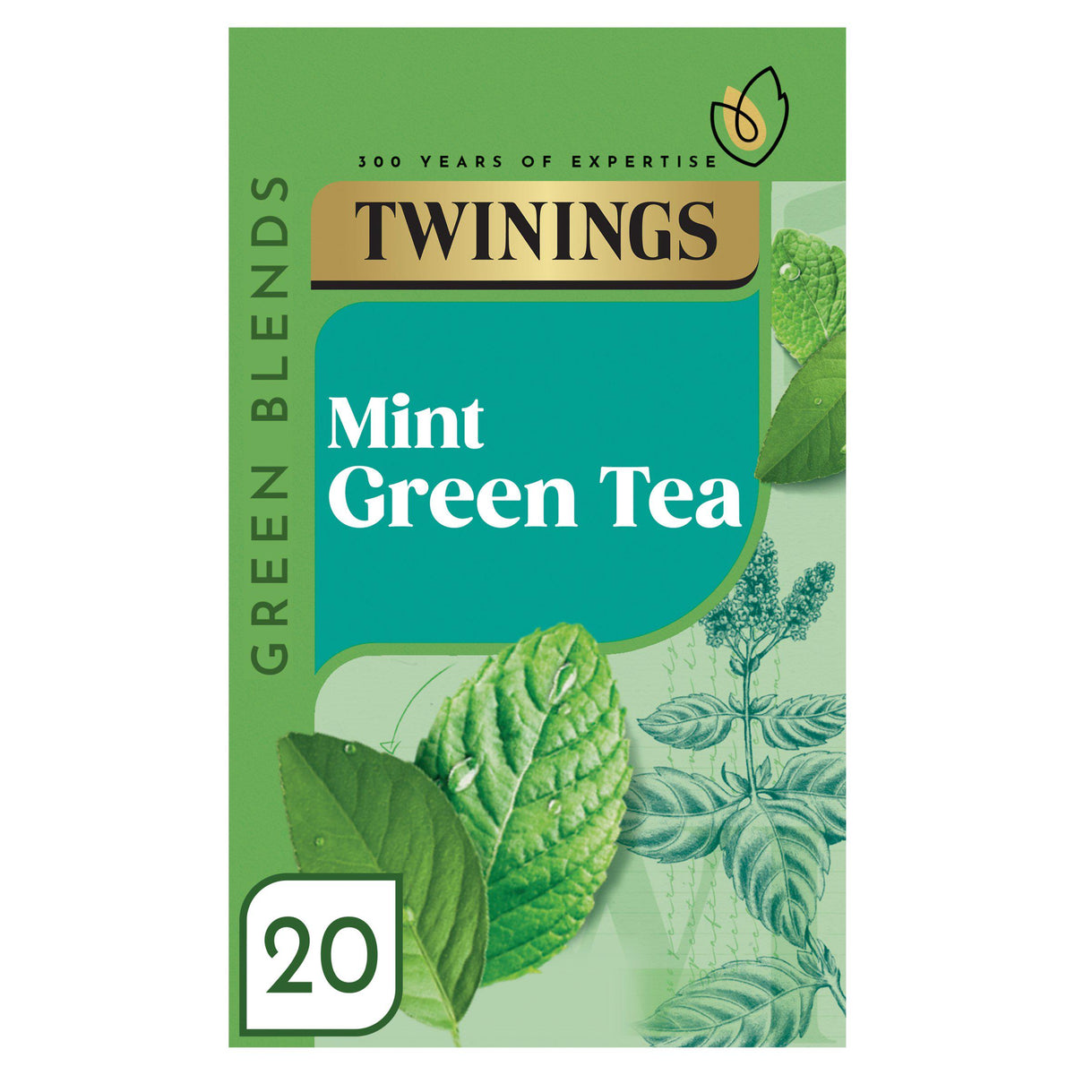 Twinings mint green tea 20 tea bags, imported from the UK