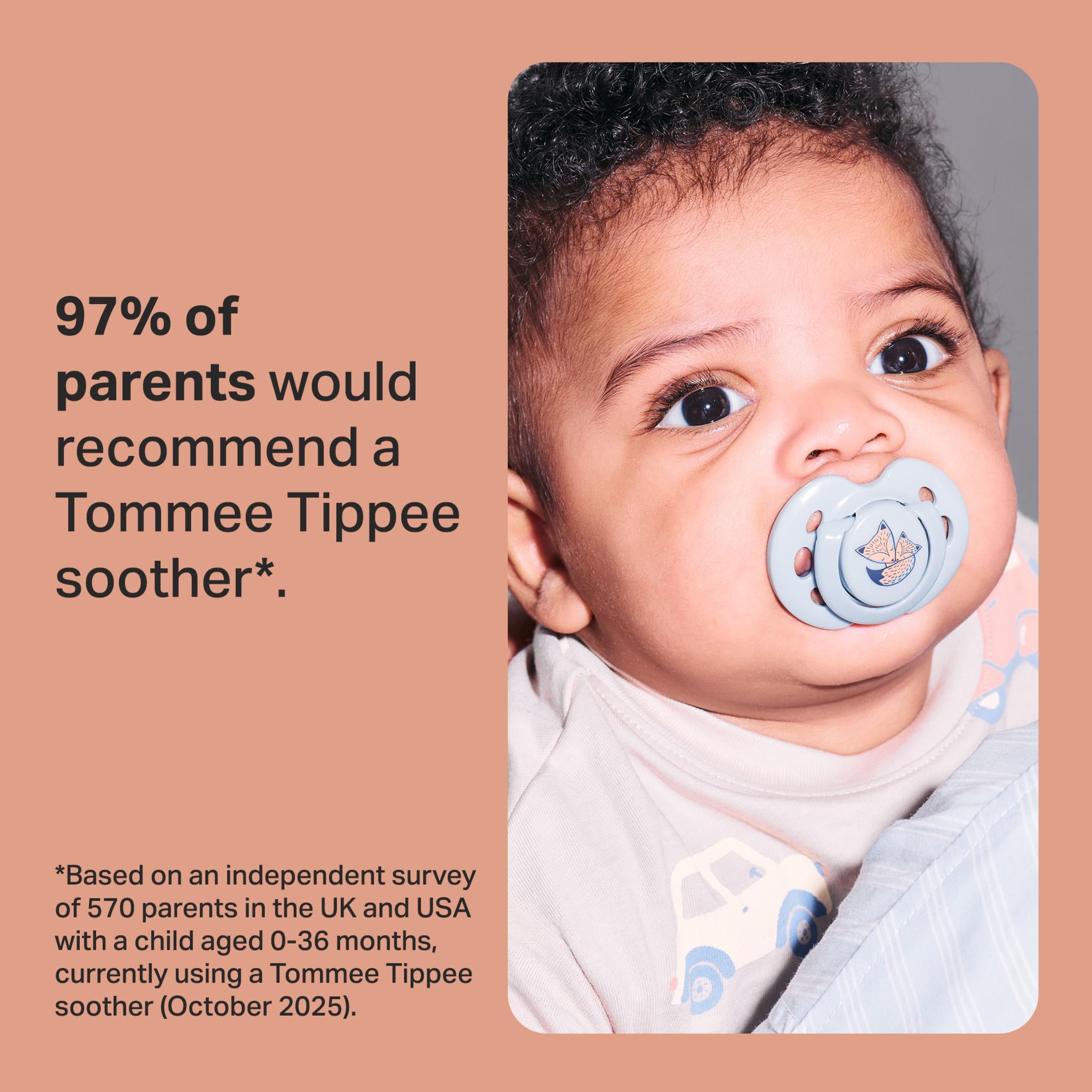 Tommee Tippee Fun Style soothers 2-pack 18-36m, imported from the UK