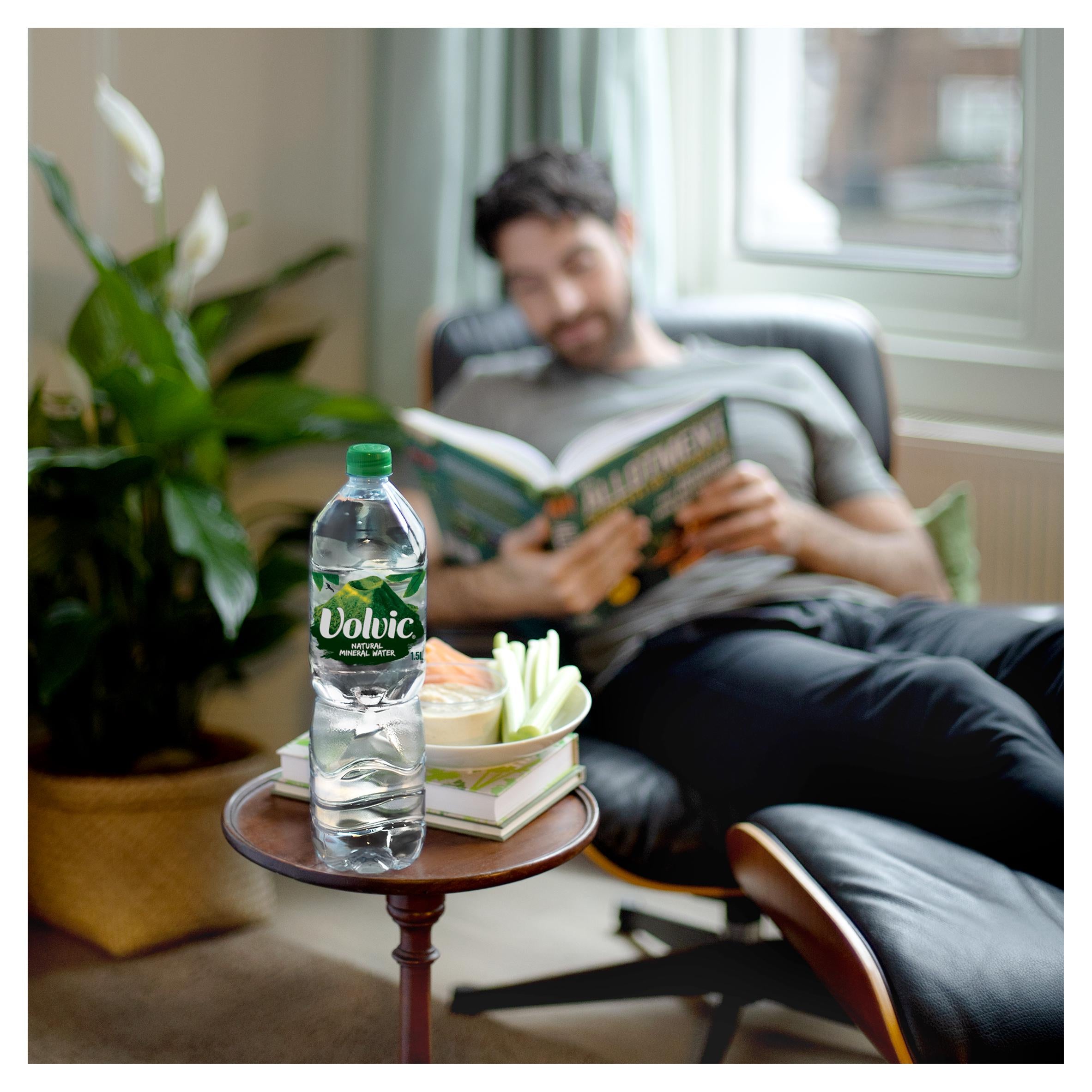Volvic natural mineral still water 1.5L, imported from the UK
