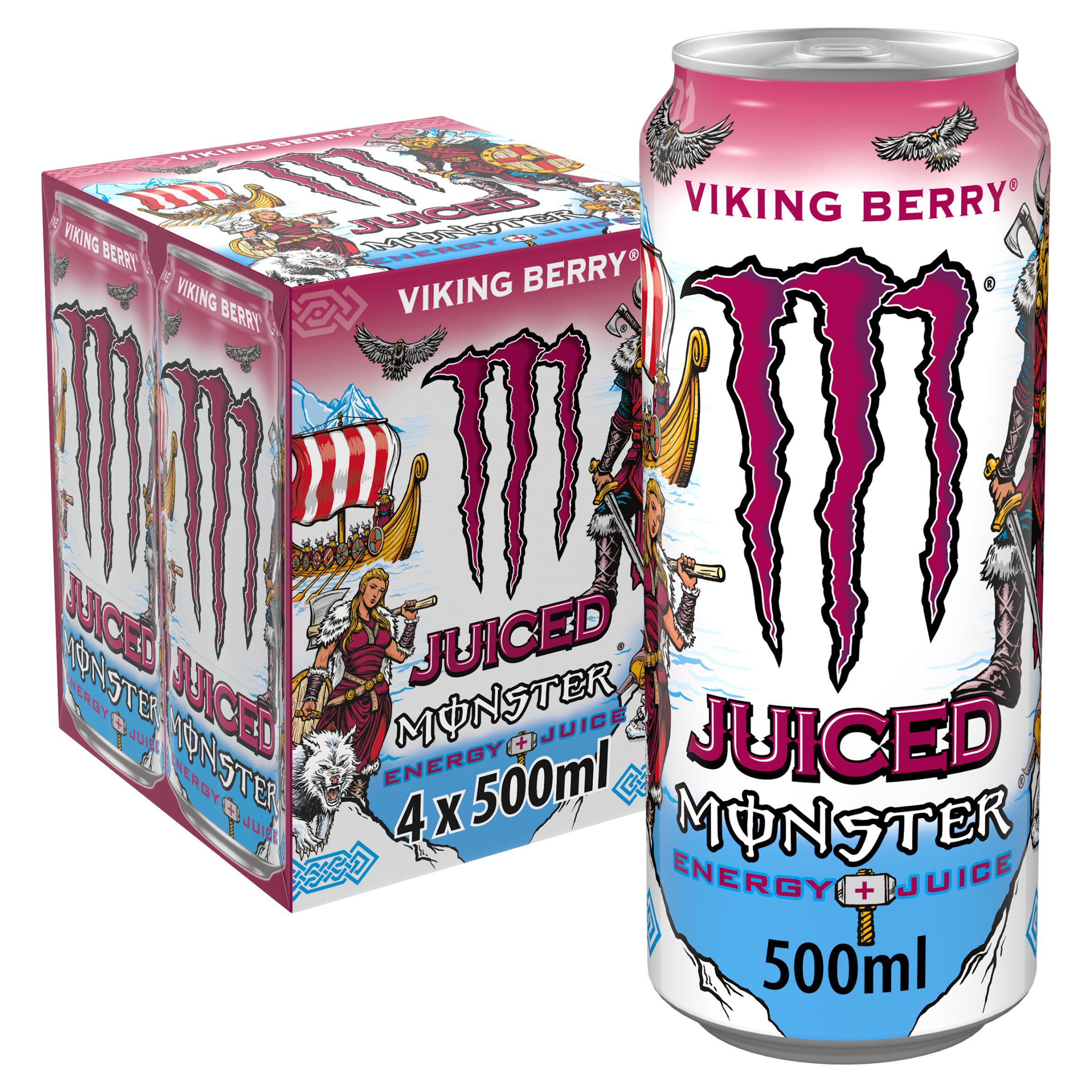 Monster Viking Berry energy drink 4-pack 500ml cans (British brand)