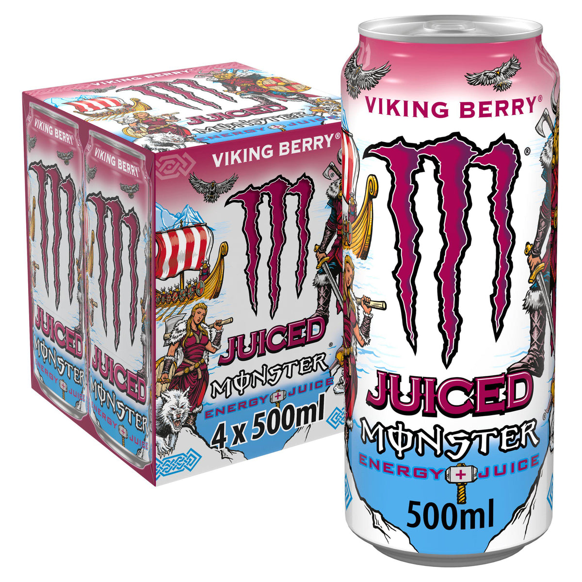Monster Viking Berry energy drink 4-pack 500ml cans (British brand)