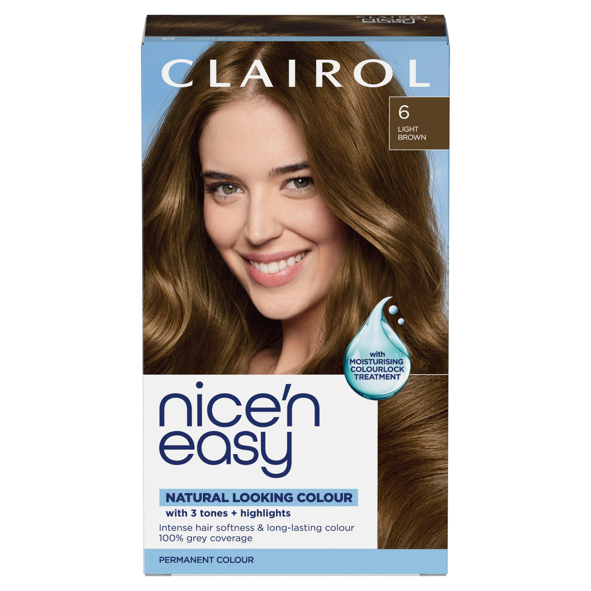 Clairol Nice'N Easy Light Brown 6 hair dye - British product