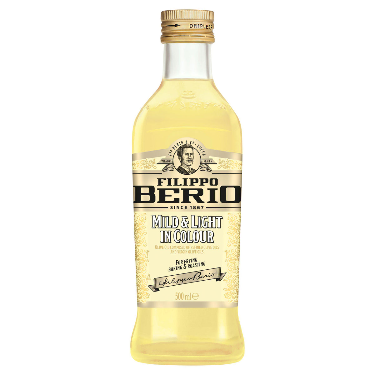 Filippo Berio Mild & Light Olive Oil 500ml, imported from the UK