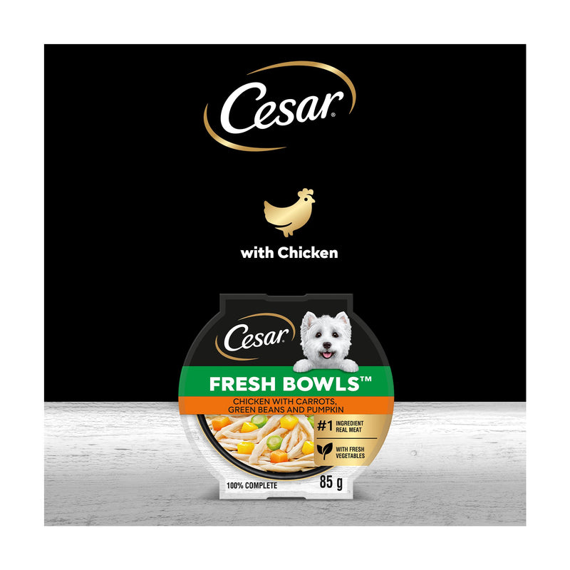 Cesar Fresh Bowl dog food with chicken and vegetables 85g, imported from the UK