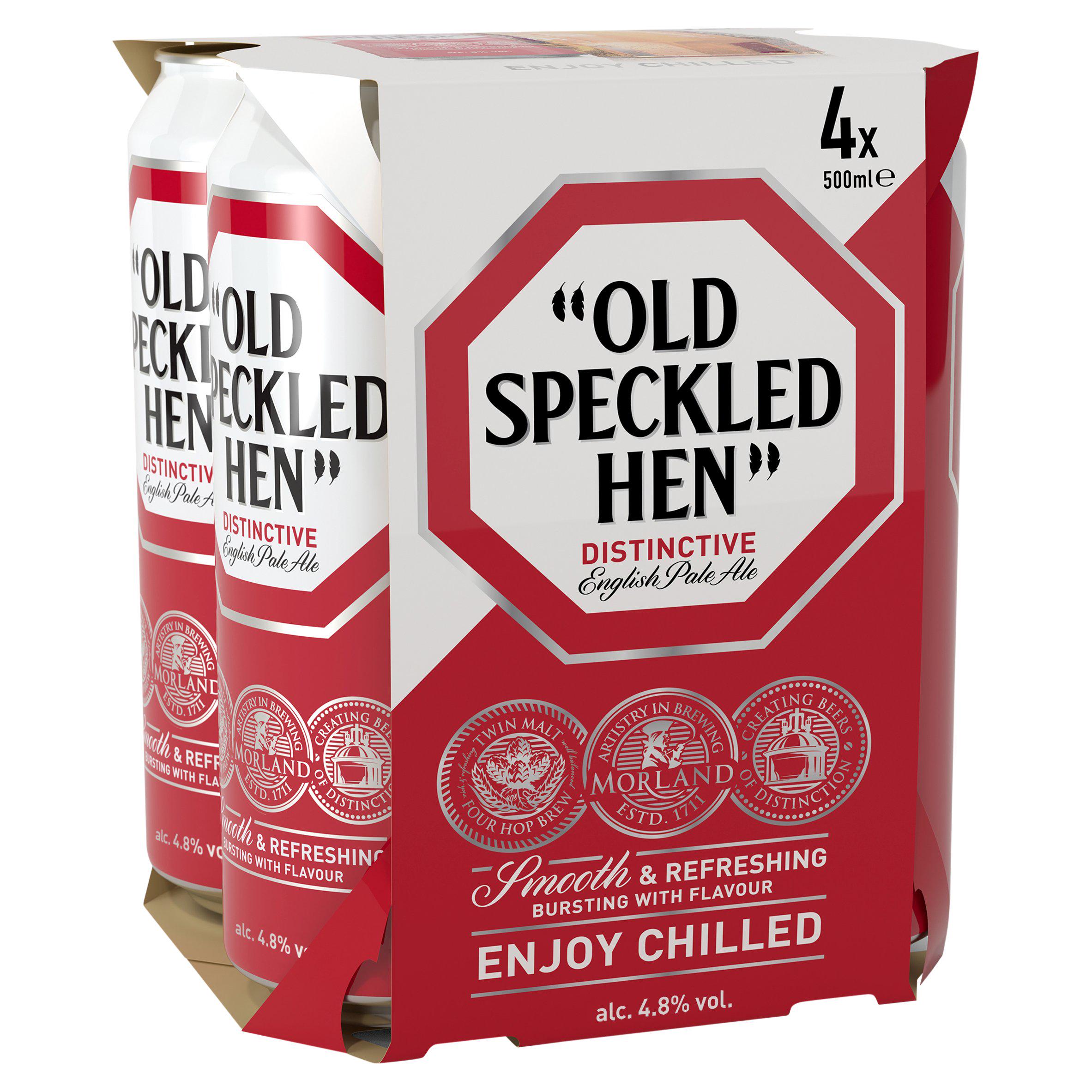 Old Speckled Hen pale ale beer cans 4×500ml (British brand)