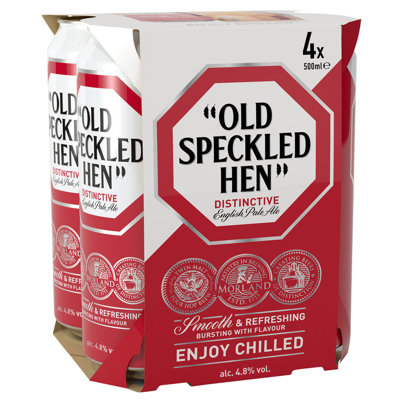Old Speckled Hen pale ale beer cans 4×500ml (British brand)