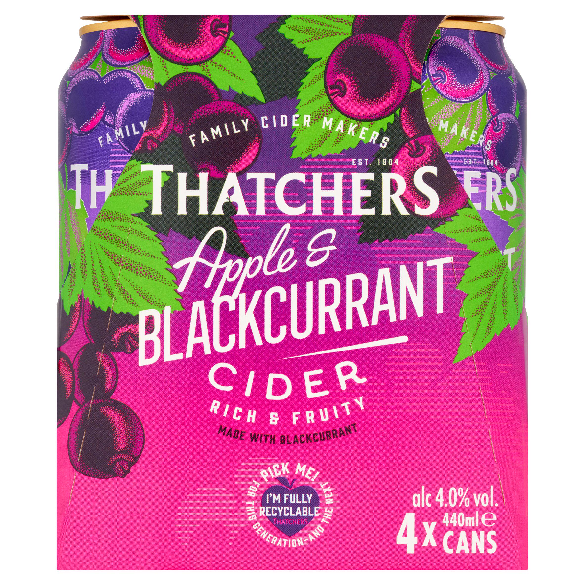 Thatchers Apple & Blackcurrant Cider 4x440ml (British brand)