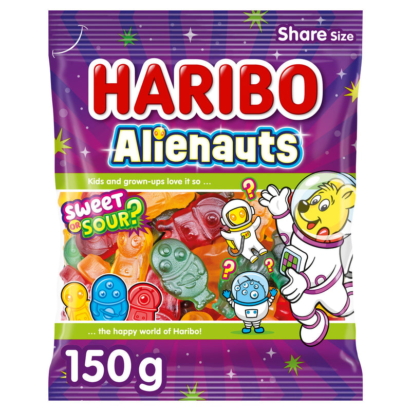 Haribo Alienauts jelly sweets sharing bag 150g, imported from the UK