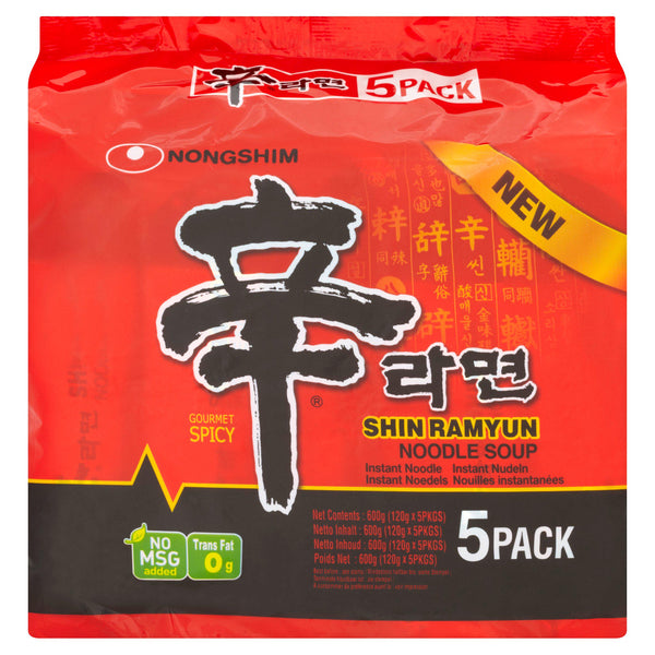 Nongshim Shin Ramyun Noodle Soup Gourmet Spicy 5x120g