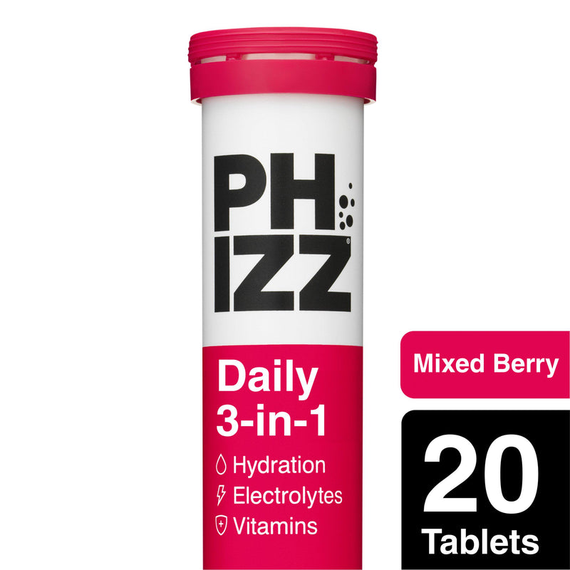 Phizz effervescent tablets mixed berry 20 tablets, imported from the UK