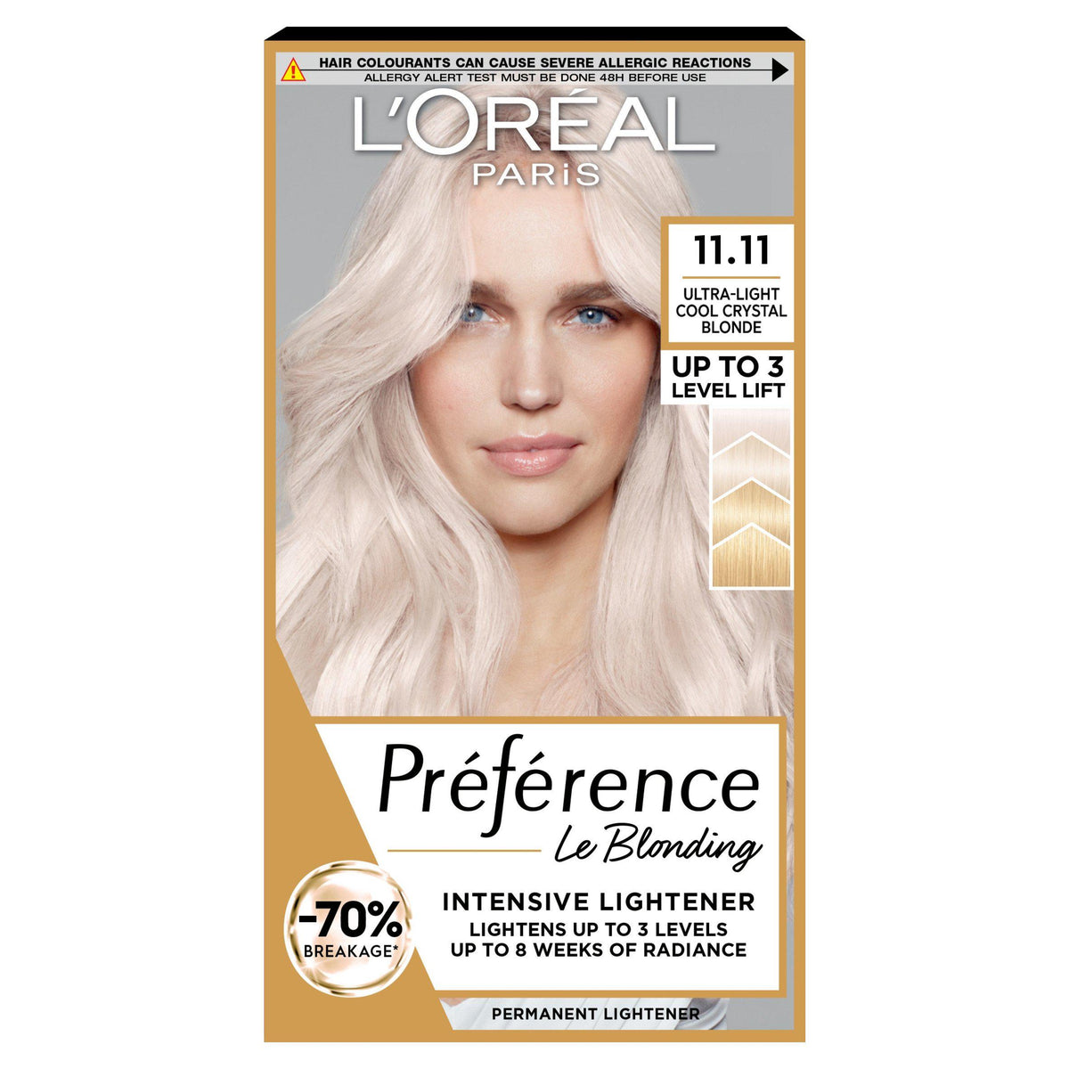 L'Oreal Paris Preference permanent hair dye Venice Blonde 11.11 box (British brand)