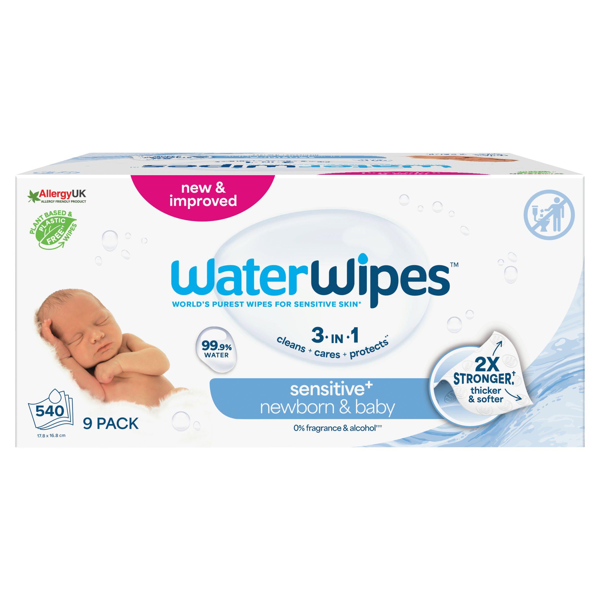 WaterWipes sensitive baby wipes 60x9 pack, imported from the UK