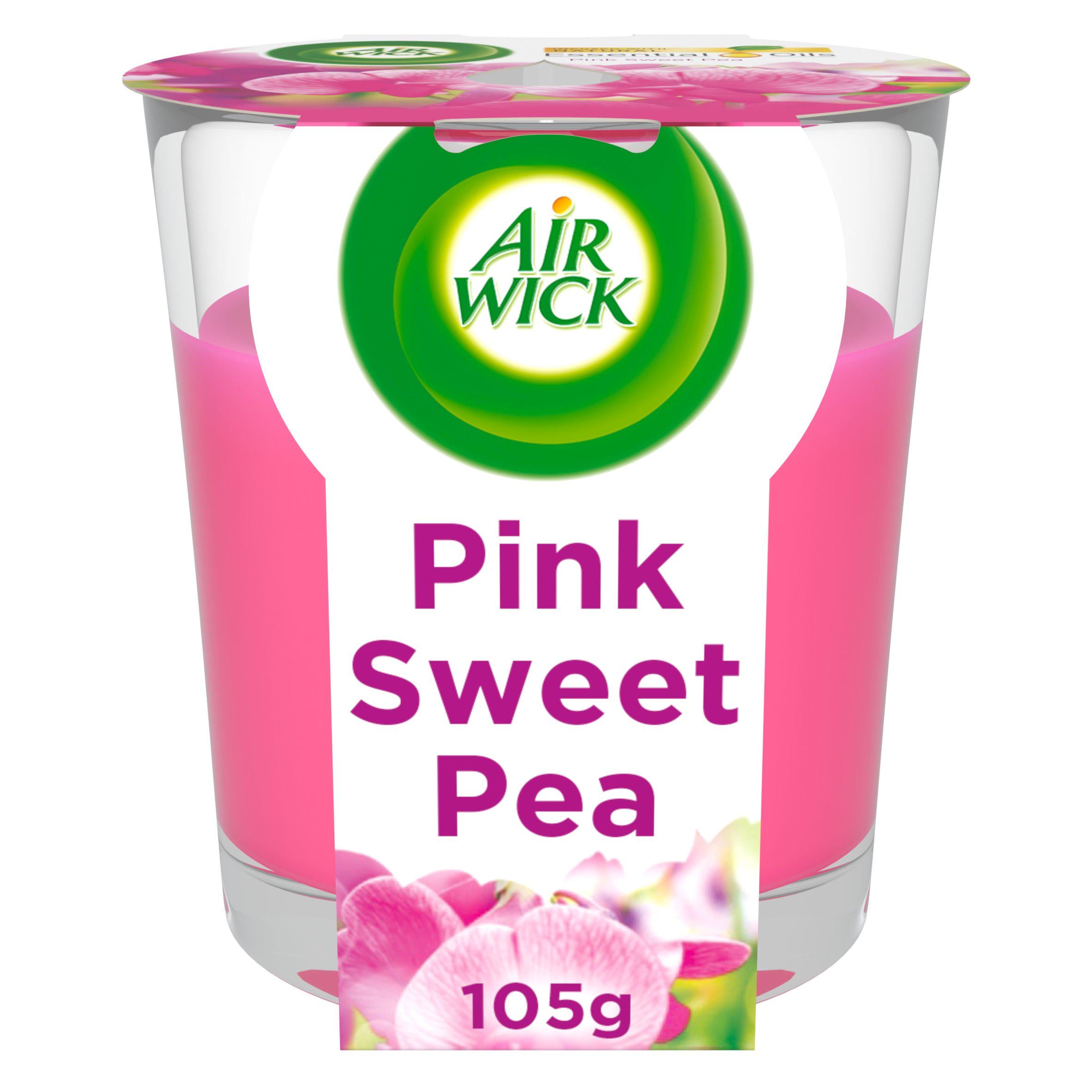 Air Wick Pink Sweet Pea candle 105g, imported from the UK