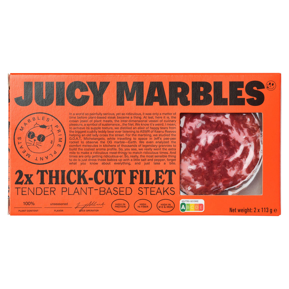 Juicy Marbles plant steak 2x113g, imported from the UK
