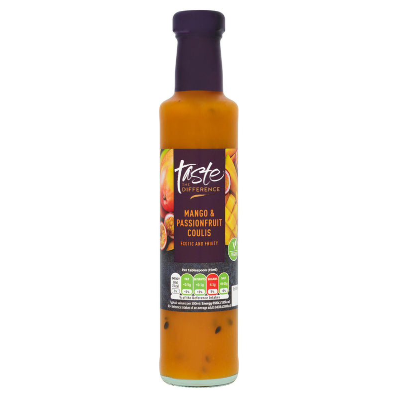 Sainsbury's mango passionfruit coulis 250g, UK version