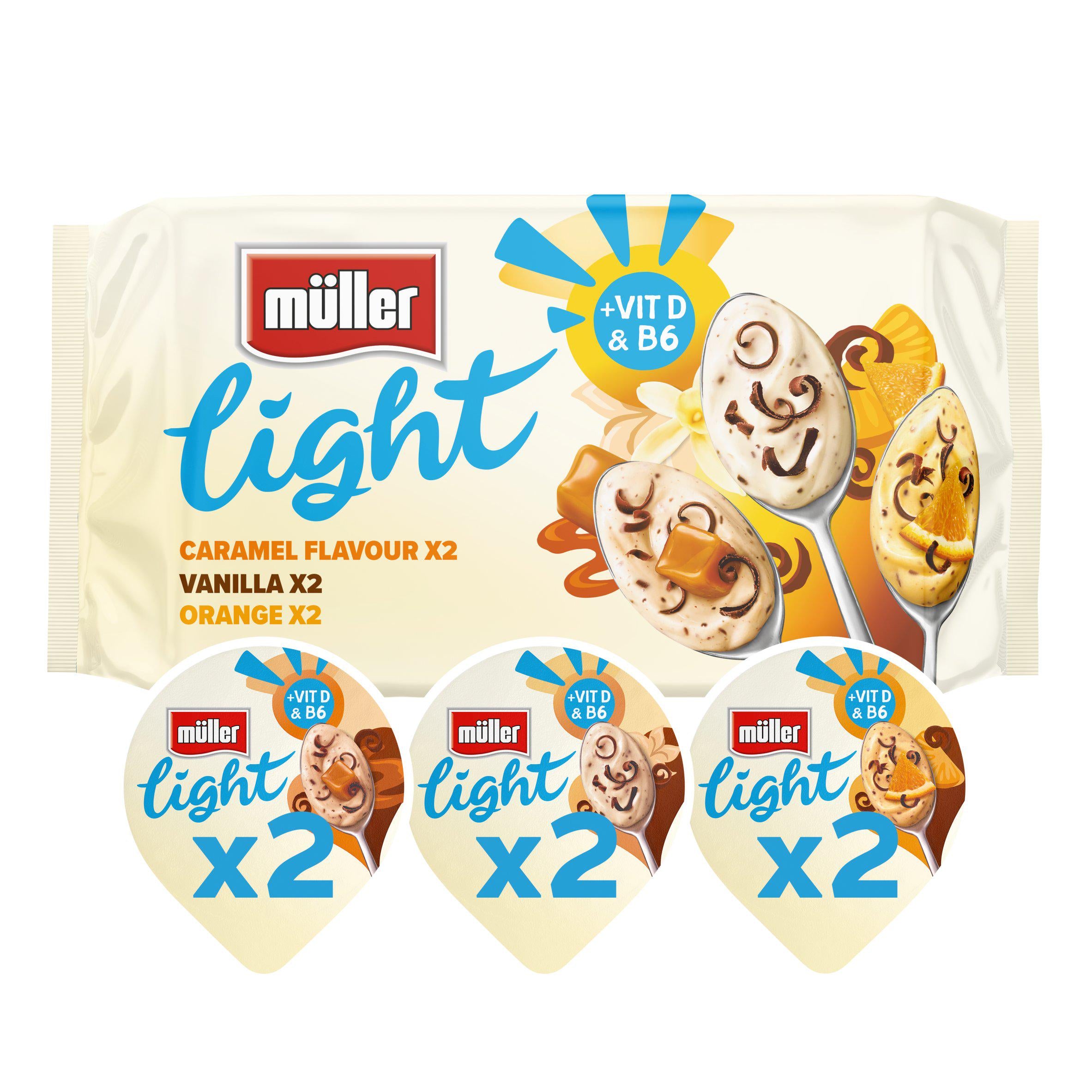 Muller fat free yogurt with chocolate sprinkles 6x140g, imported from the UK