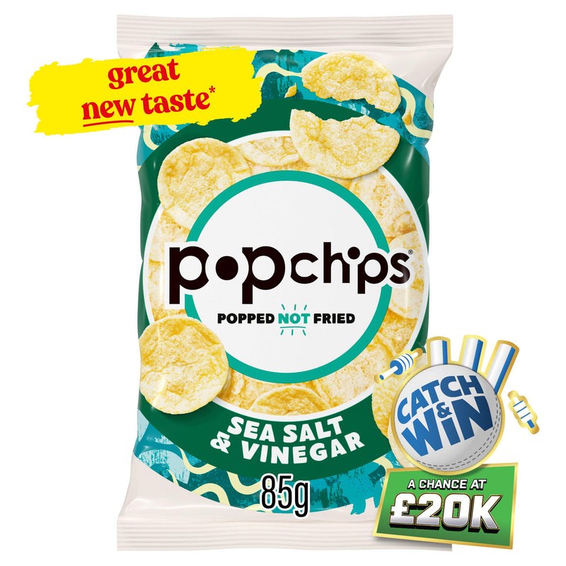 Popchips Sea Salt & Vinegar crisps 85g, UK version