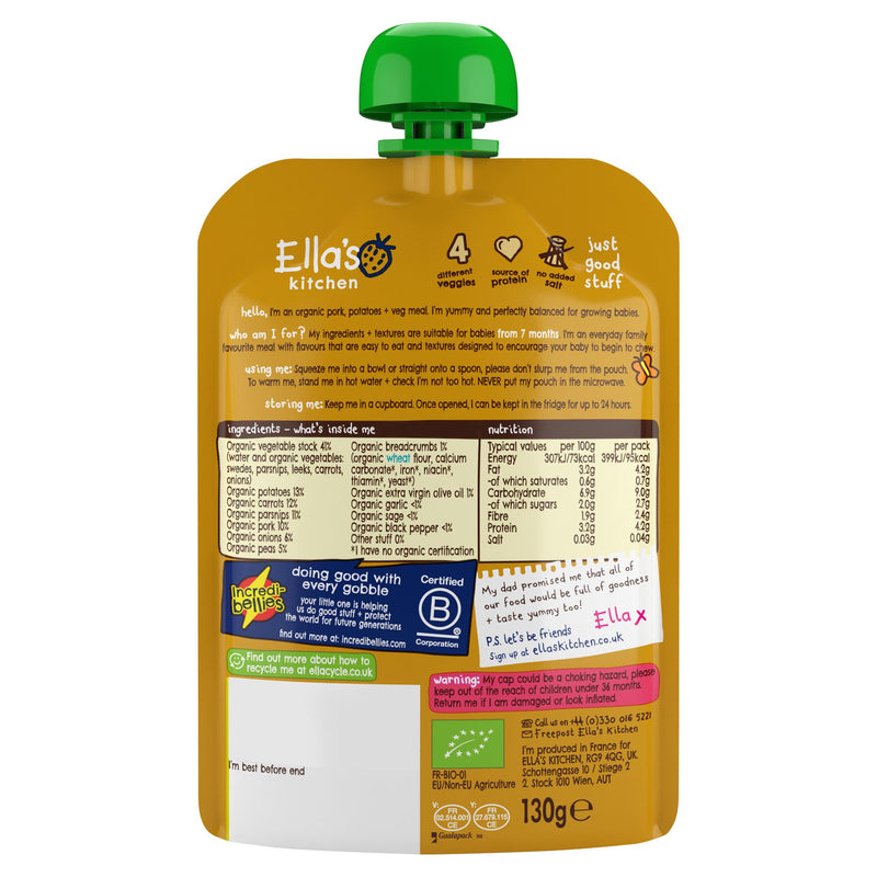 Ella's Kitchen organic bangers and mash baby food 130g, UK version