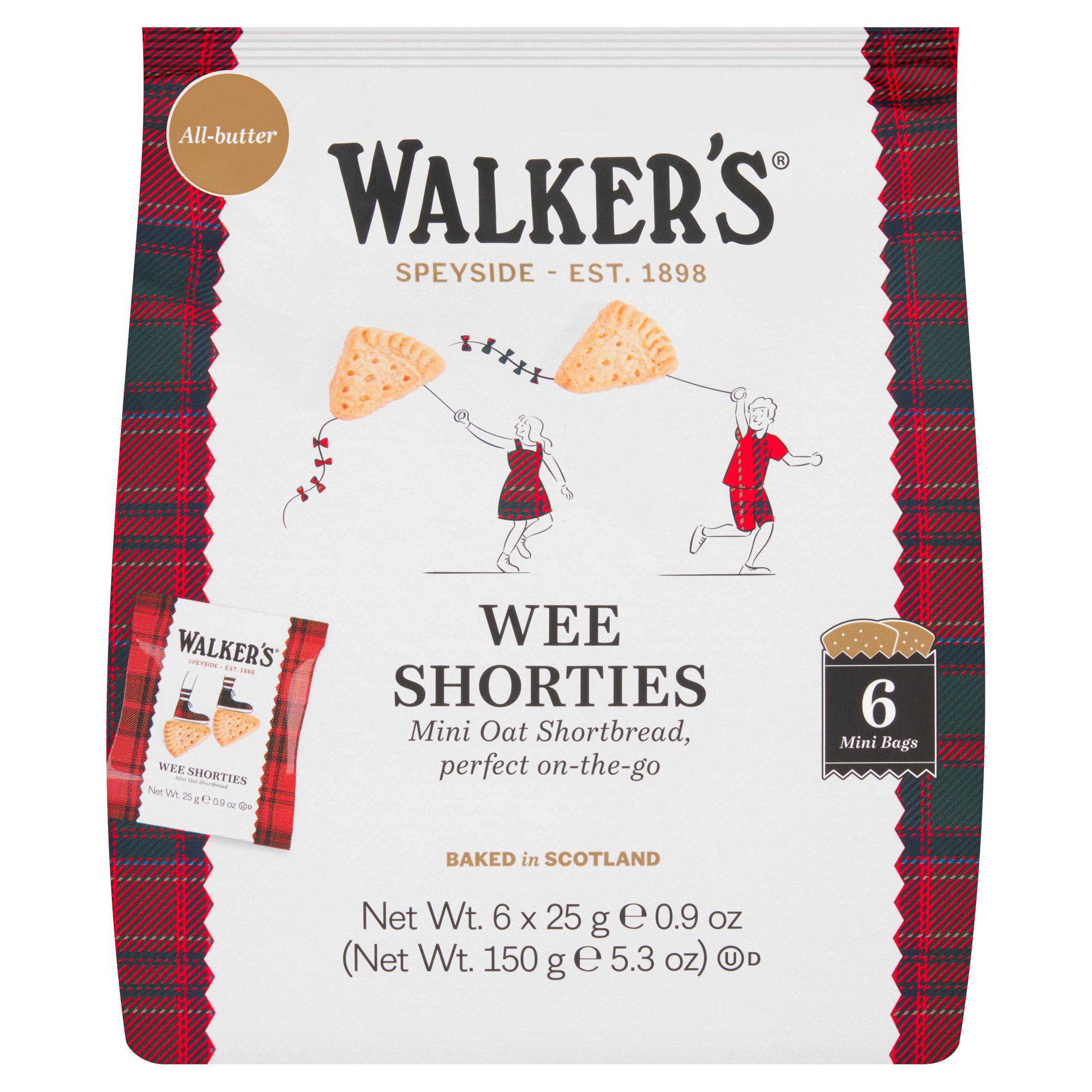 Walker's Wee Shorties mini oat shortbread triangles 6 x 25g - British product