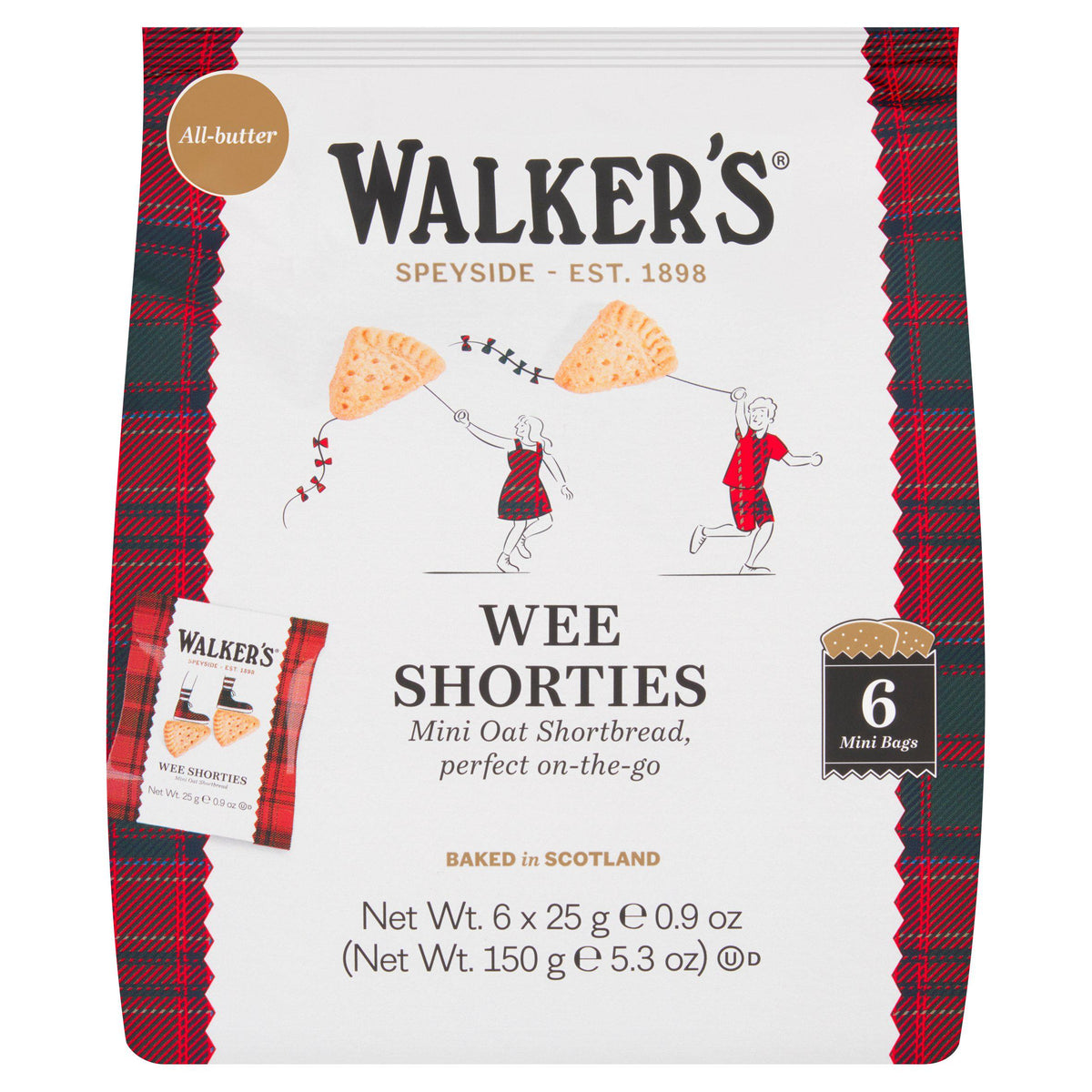 Walker's Wee Shorties mini oat shortbread triangles 6 x 25g - British product
