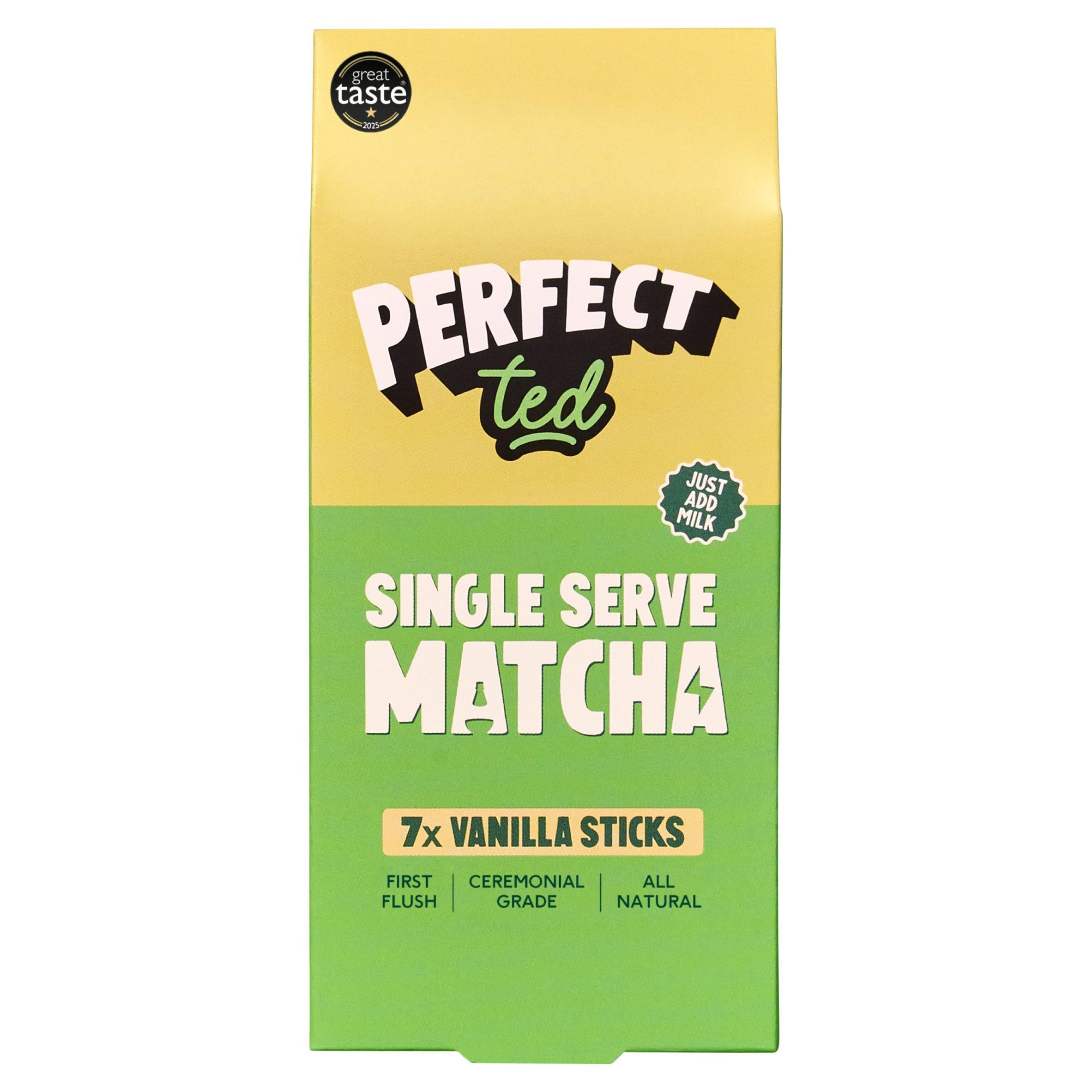 Perfect Ted Vanilla Bean Matcha Sticks 7x5g, imported from the UK