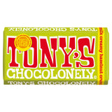 Tony's Chocolonely milk chocolate bar creamy hazelnut crunch 180g, imported from the UK