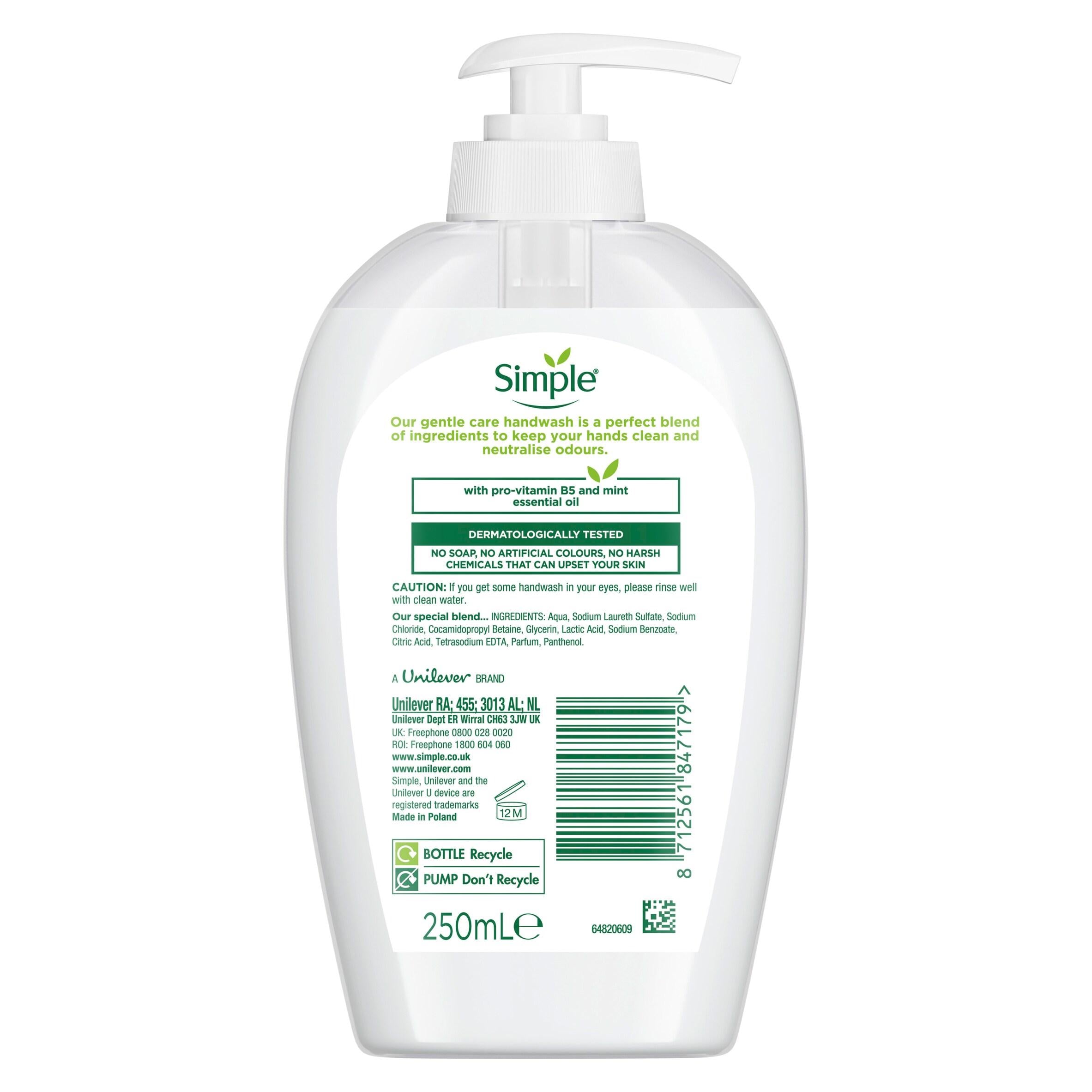 Simple antibacterial handwash gentle care 250ml - British product