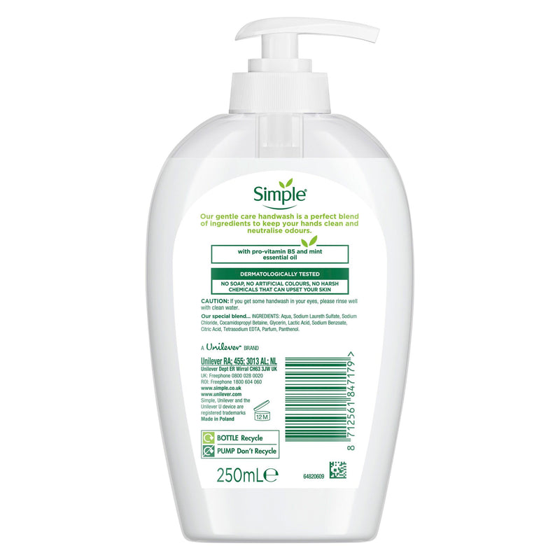 Simple antibacterial handwash gentle care 250ml - British product