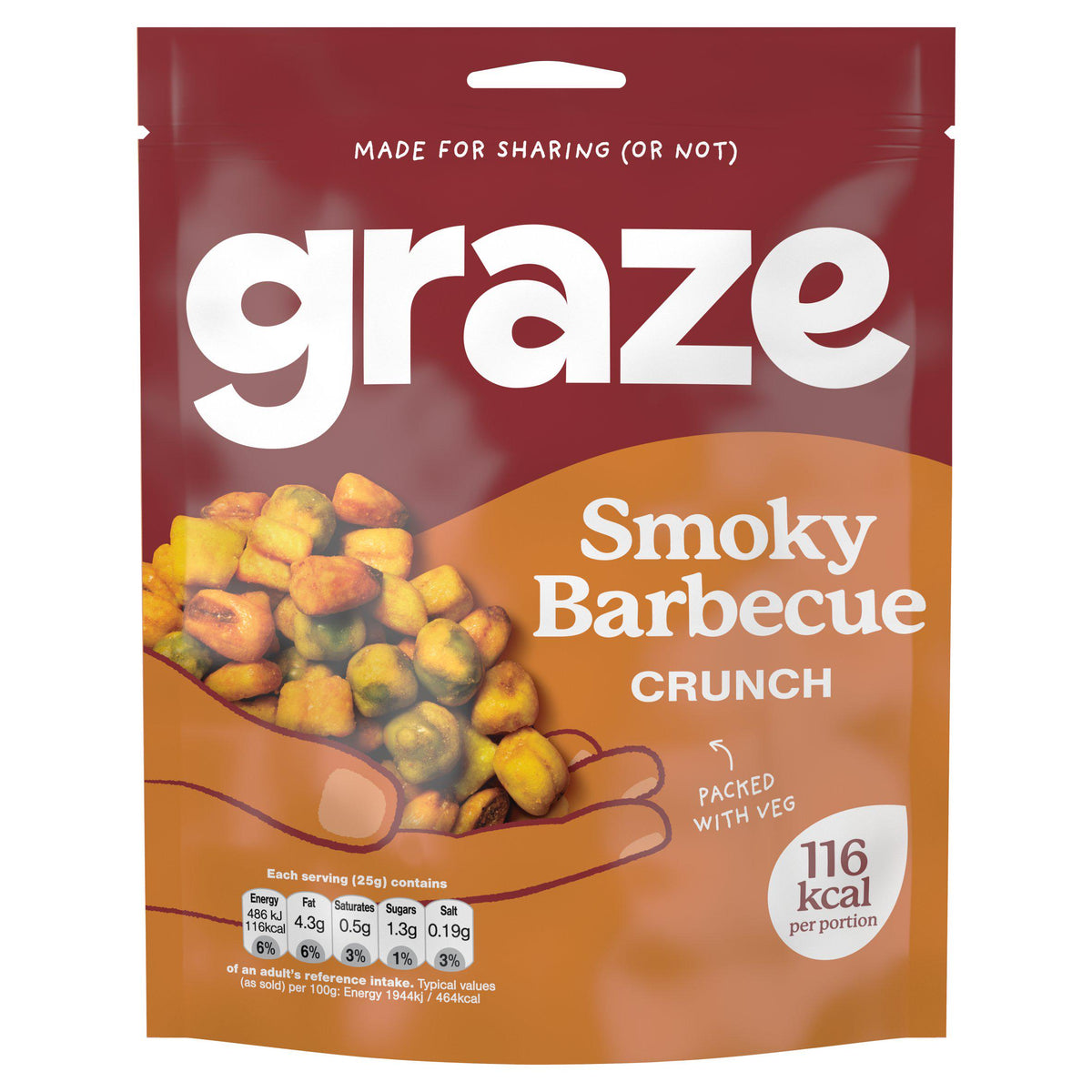 Graze smoky BBQ crunch mix snack 100g, imported from the UK