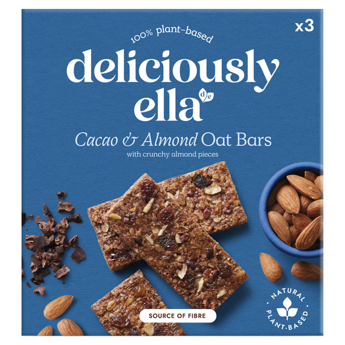 Deliciously Ella cacao almond oat bars 3 x 50g multipack, imported from the UK