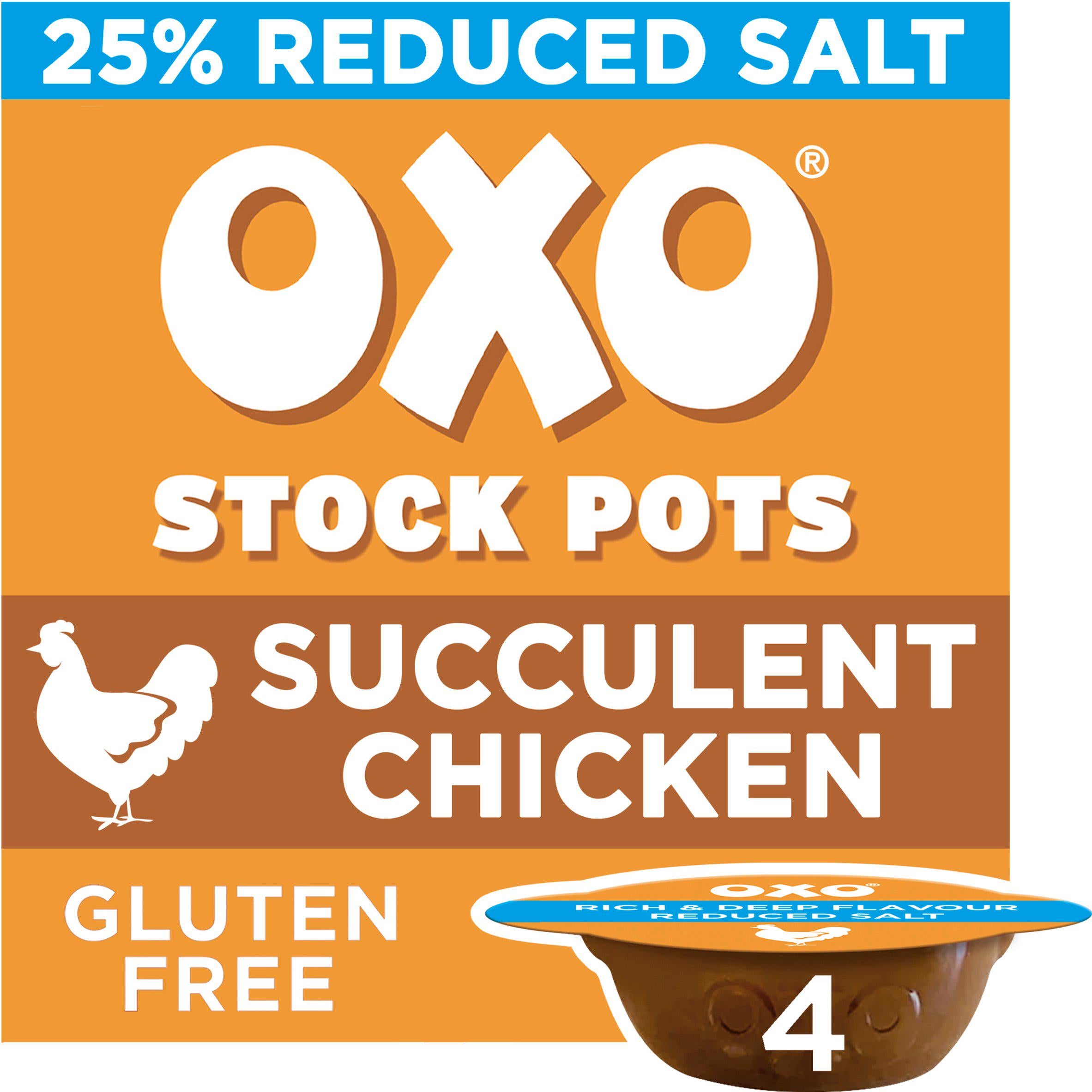 OXO reduced salt chicken stock pots 80g - British product