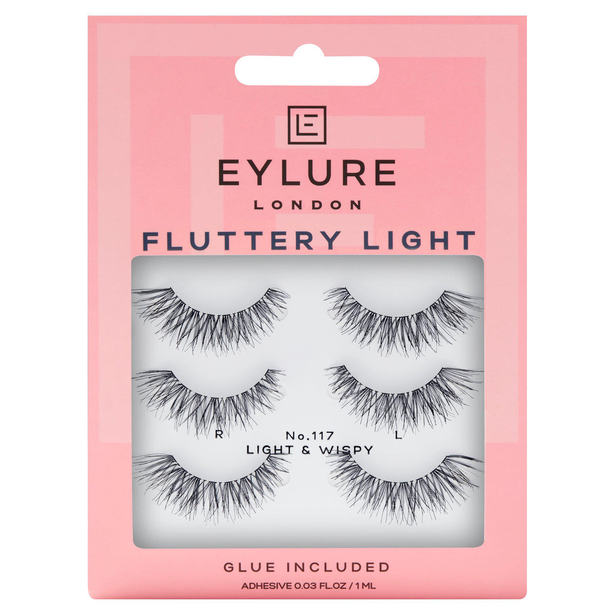 Eylure false eyelashes Fluttery Light 117, imported from the UK