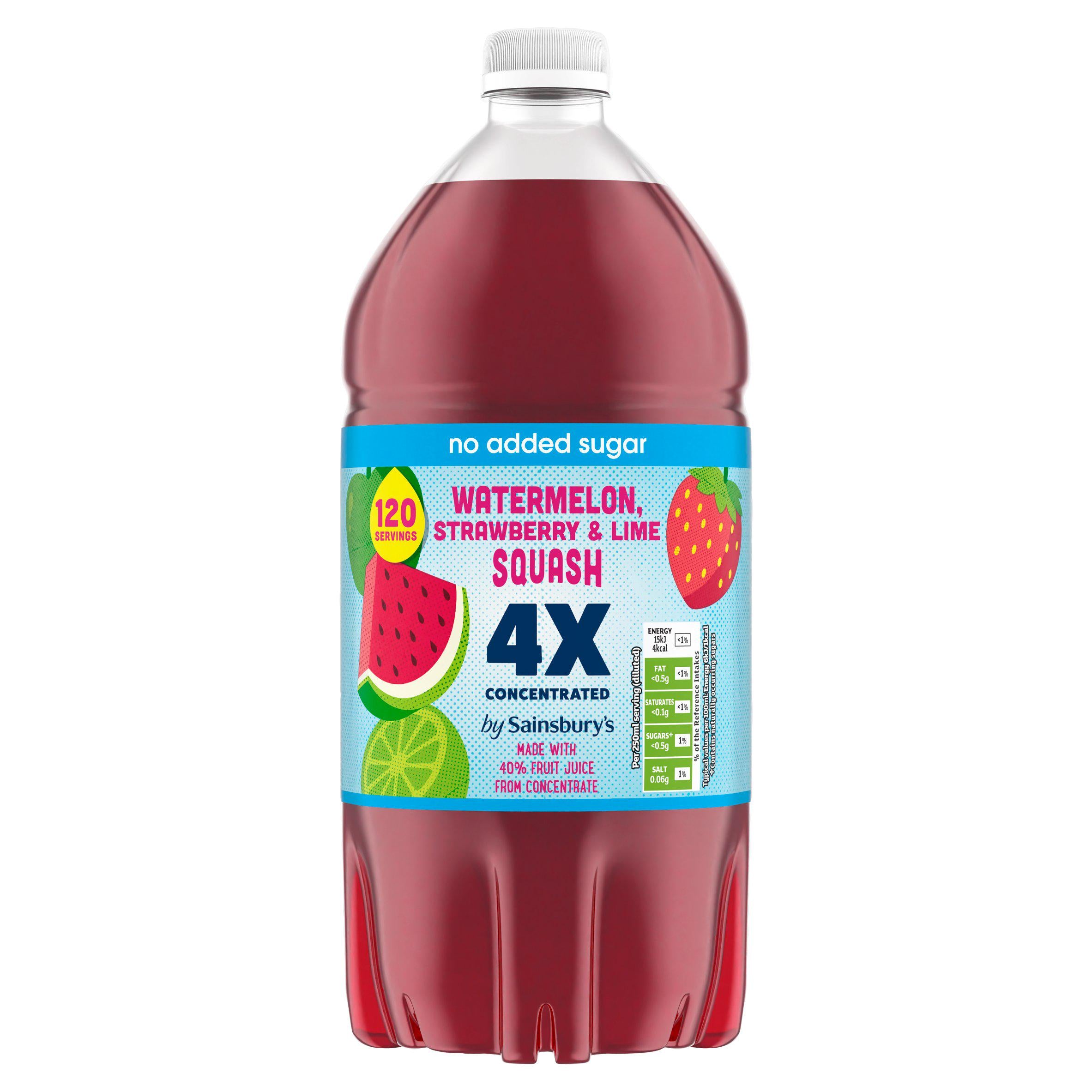 Sainsbury's watermelon strawberry lime squash 1.5L (British brand)