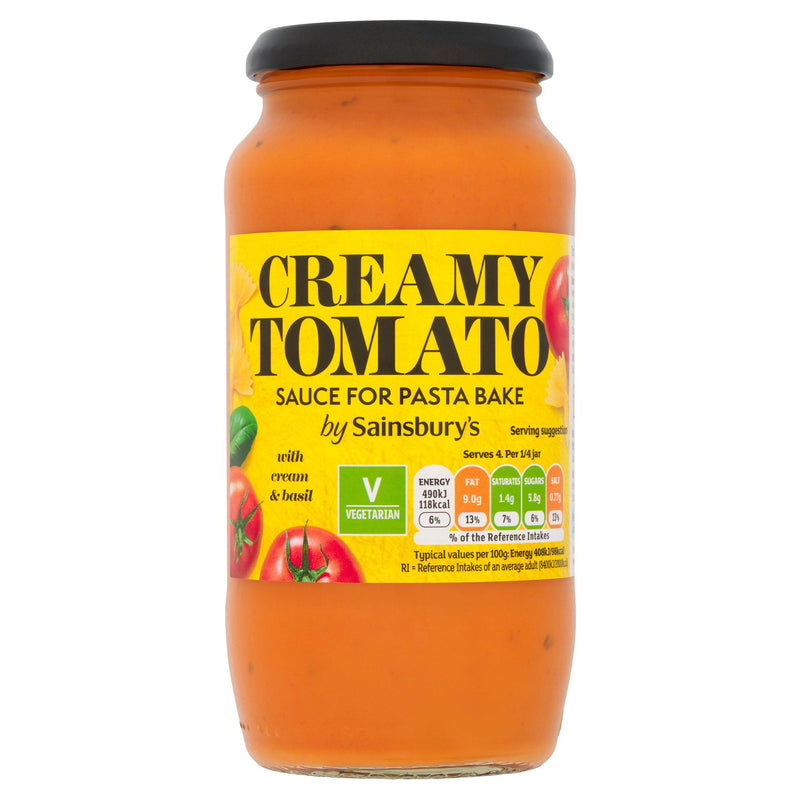 Sainsbury's pasta bake sauce creamy tomato 480g, UK version