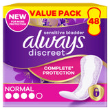 Always Discreet incontinence normal panty liners 48 count, imported from the UK